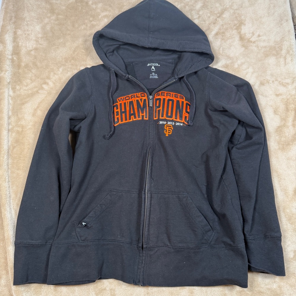Antigua San Francisco Giants World Series Champions Zip Hoodie Womens XL Black